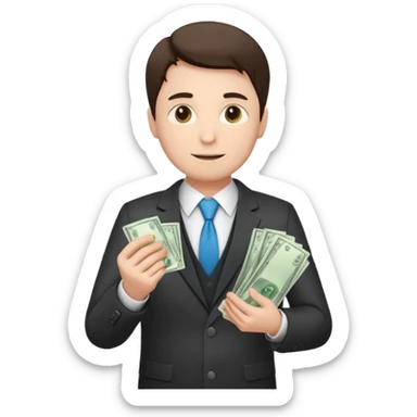 CEO with money in his hands donating to hospital sticker