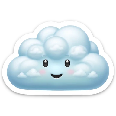 3d rendering, isolated, opalescent pearlescent, perfectly shaped, whimsical fluffy cloud sticker