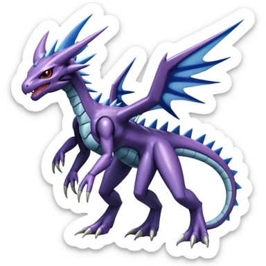  Cool Edgy Shiny Godly Ethereal Digimon-Genesect-Dialga-Reptile-hybrid full body sticker