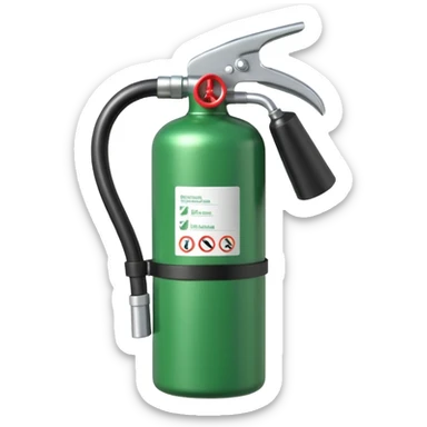 green fire extinguisher with foam coming out sticker