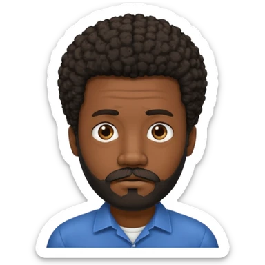 black man with beard, mustache, and short afro sad sticker