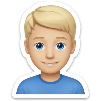 Blonde hair blue eyed boy wearing am sticker