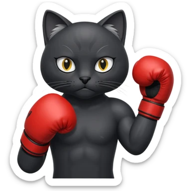 Black cat wearing boxing gloves sticker