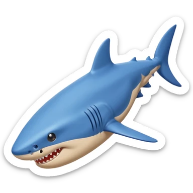 A safe shark with blue legs and has blue nike shoes sticker