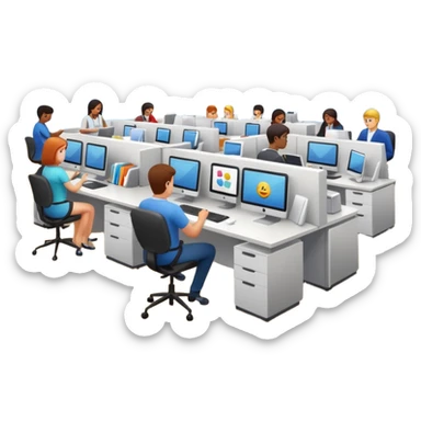 busy office with people working sticker