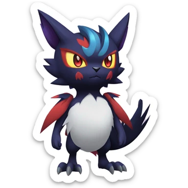 Anthro Edgy Cool Litten-Noivern-Noibat-Absol-Pokémon-sona Full Body sticker