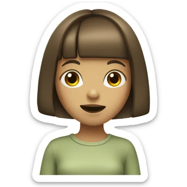Girl with brown bangs eating veggie sticker