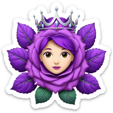 Purple rose with silver tiara and a purple emblem leaf wreath sticker