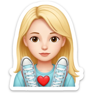 A girl that shows like with her convers sticker