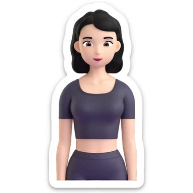 girl with black shoulder-length hair wearing a black tight-fitting top sticker