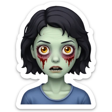Uma zombi mulher com cabelo curto e preto ondulado sticker
