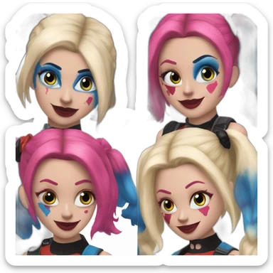 Harley quinn blue left hair and pink right hair sticker
