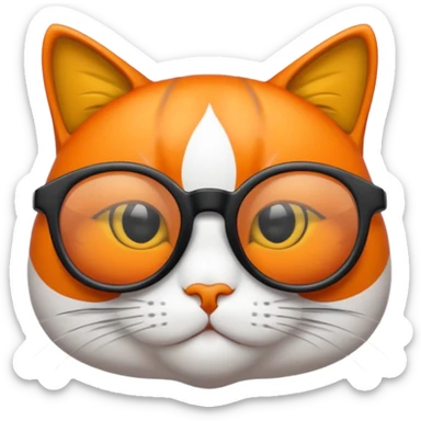 un gato de tres colores naranja, negro y blanco con gafas de leer sticker