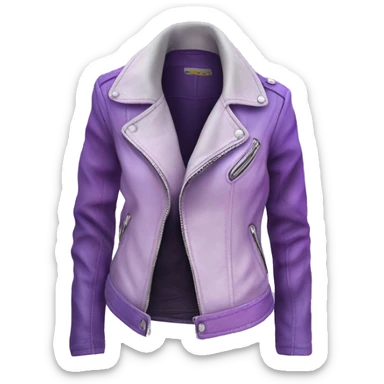 Realistic isolated side view of an open lavender to light purple ombre fashion leather jacket sticker