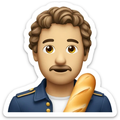 Sad french face holding baguette sticker