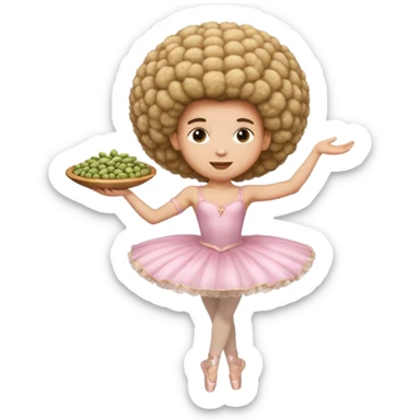 White man ballerina huge Afro, holding beans sticker