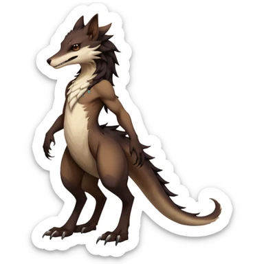 Brown and beige badass elegant wild beautiful natural cute badass epic anthro modern sergal-vernid-creature, full body, dark-brown-black-gradient pretty hair, aesthetic, art by LiLaiRa, art by art by Falvie sticker