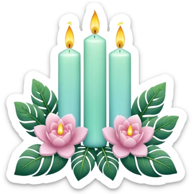 Aesthetic scenic romantic pastels beautiful gorgeous holy divine spiritual pretty elegant sparkly shiny scene of Candles, flowers, plants leaves, scenic aesthetic scenery sticker