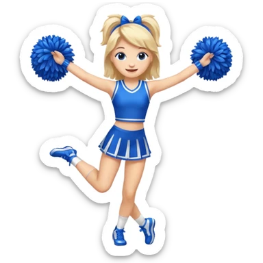 give me a full-length cheerleader with blue pom poms  sticker