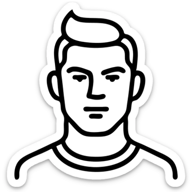 Cristiano Ronaldo simple recognizable icon focusing on signature hairstyle confident expression minimal details clean lines sticker