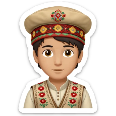 Creat a afghan boy with afghan pacol hat with white Tagore sticker