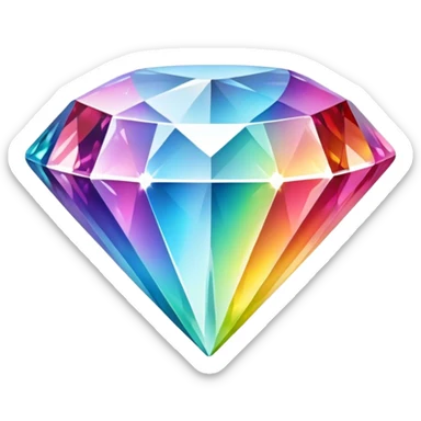 Cinematic Realistic Diamond Emoji, Brilliant and sparkling, with perfectly cut facets reflecting light in dazzling rainbows, resting upon a soft velvet background. The sharp, clean edges reflect light in every direction, creating a mesmerizing shine. Soft glowing outline, capturing the essence of timeless luxury and radiant beauty in a single, flawless diamond! sticker