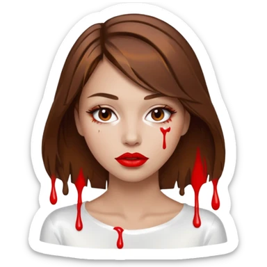 Brown Hair, Woman, white paint drip, face, hot, Sexy, lips sticker