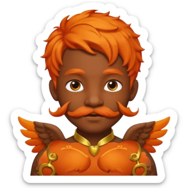 Black cupid with orange hair and mustache sticker