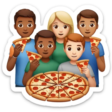 4 friends eating pizza  sticker