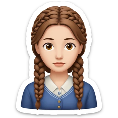 Woman with long single braid sticker