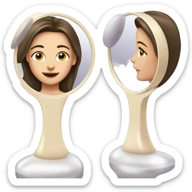 beautiful fancy brunette white girl looking at herself in vanity mirror  sticker