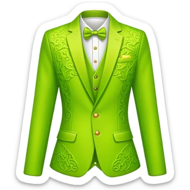 a lime green fancy jacket. Indiviudal clothing piece. sticker