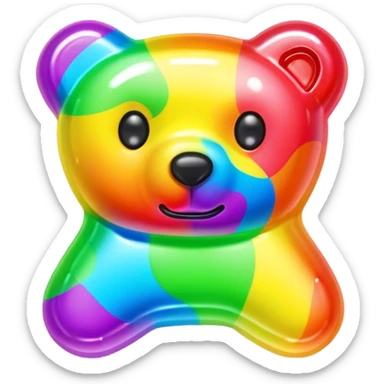 A neon rainbow gummy bear bow sticker