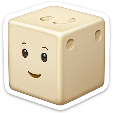 plain tofu block, off-white, smooth top, slightly porous sides, clean squared edges, moist sheen, no plate, no garnish, no packaging, soft lighting, transparent background, emoji scale sticker