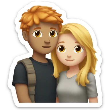 ginger boy and blonde girl hugging aesthetic  sticker