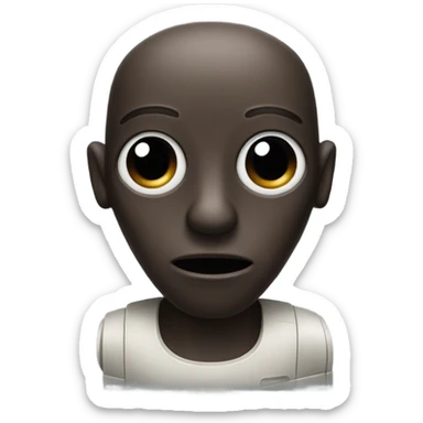 Person who is a droid with dark skin and a big nose sticker