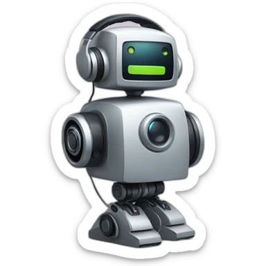 robot listens music sticker