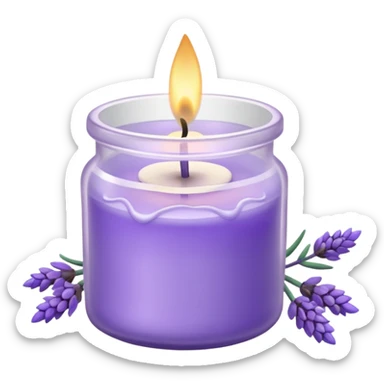 Lavender candle – purple wax in frosted glass jar with lavender flower inside sticker