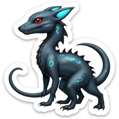 Evil Gothic Nebulae Shiny Futuristic Spooky Salandit-Umbreon-Fakémon-hybrid-creature (full body)  sticker