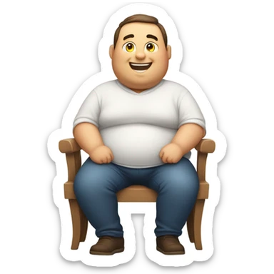 fat guy rubbing his stomach because he’s full sticker
