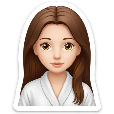 white long brunette hair girl with hazel eyes in a bathrobe  at the spa sticker