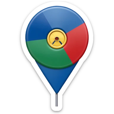 Emoji drapeau moitié à la verticale bleu en haut vert en bas avec une roue rouge au millieu  roue en plein millieu du drapeau bleu à la. Moitié de en heut et vert à la moitié de en bas sticker