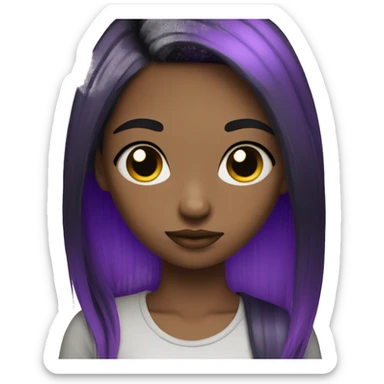 Girl with black and purple split dye hair sticker