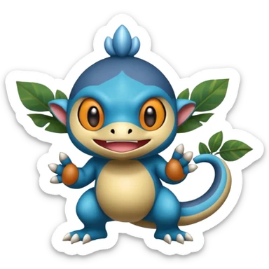 Elemental shimmering lucky charming smiling cute Croagunk-Dragalge-Hawlucha-Pokémon-Fakémon-hybrid-creature sticker