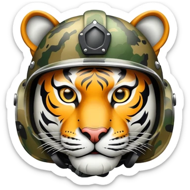 military tiger face with helmet and camo for Twitch emote sticker