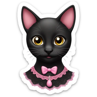Black cat with a pink lacy  sticker