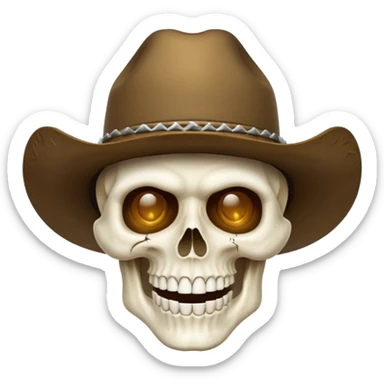 A skull face with cowboy hat mewing sticker