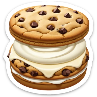 Chocolate chip cookie sandwich with vanilla ice cream sticker