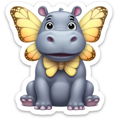 hippo with butterfly wings sticker