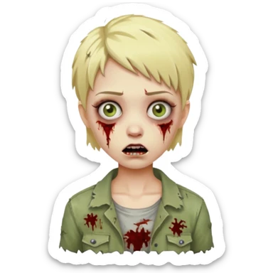 girl zombie with short blonde hair sticker